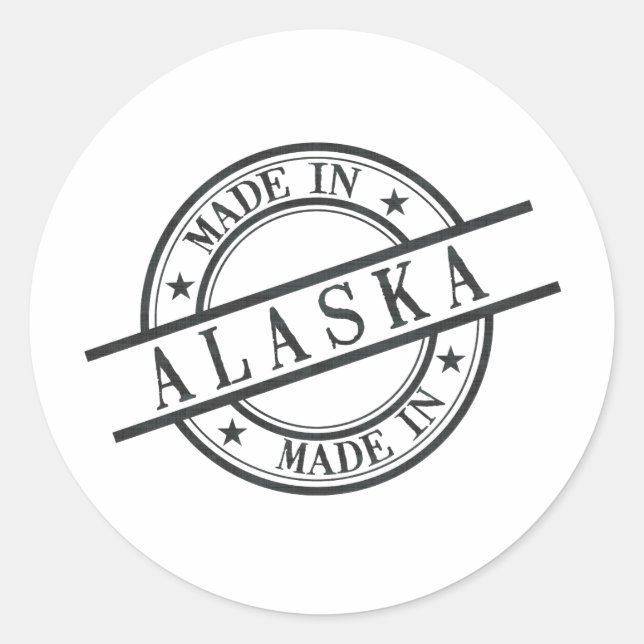Aus Alaska Briefmarke Logo Symbol Schwarz Runder Aufkleber (Vorderseite)
