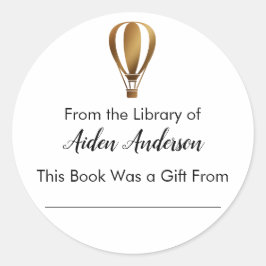 Aus dem Buchzeichen der Goldenen Heißluftballon-Bi Runder Aufkleber