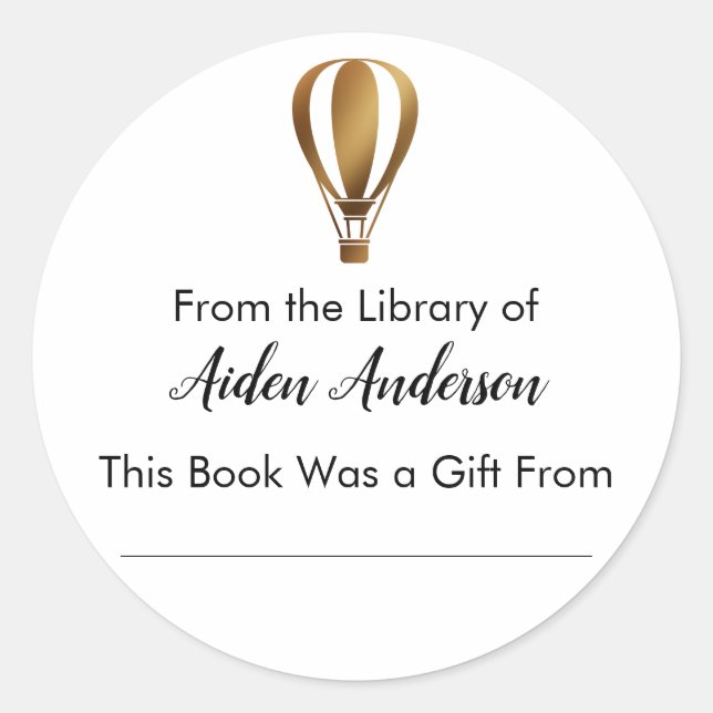 Aus dem Buchzeichen der Goldenen Heißluftballon-Bi Runder Aufkleber (Vorderseite)