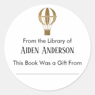 Aus dem Buchzeichen der Goldenen Heißluftballon-Bi Runder Aufkleber