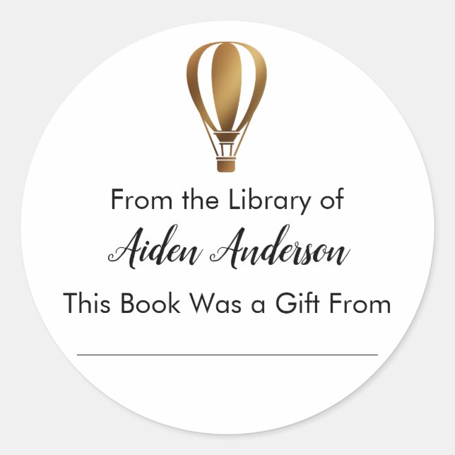Aus dem Buchzeichen der Goldenen Heißluftballon-Bi Runder Aufkleber (Vorderseite)
