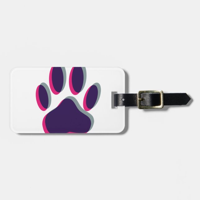 Aus dem Fokus heraus Dog Paw Print Gepäckanhänger (Vorderseite horizontal)