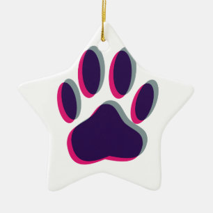 Aus dem Fokus heraus Dog Paw Print Keramik Ornament