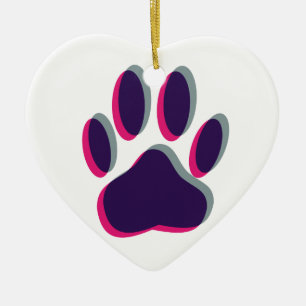 Aus dem Fokus heraus Dog Paw Print Keramikornament