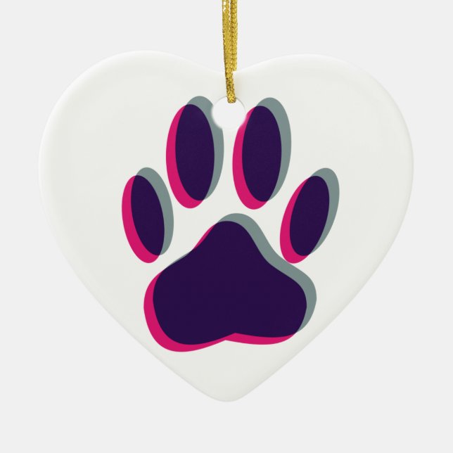 Aus dem Fokus heraus Dog Paw Print Keramikornament (Vorne)