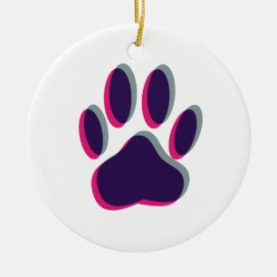 Aus dem Fokus heraus Dog Paw Print Keramikornament