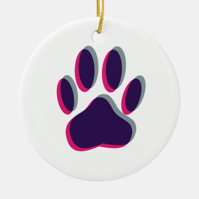 Aus dem Fokus heraus Dog Paw Print Keramikornament (Vorne)