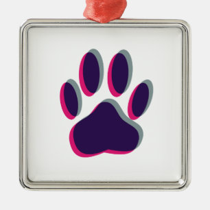 Aus dem Fokus heraus Dog Paw Print Ornament Aus Metall