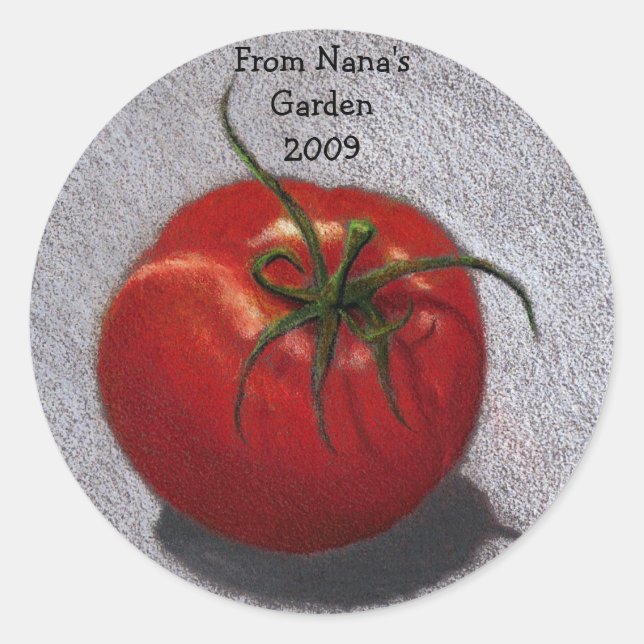 AUS DEM GARTEN VON NANA: STICKER: TOMATO RUNDER AUFKLEBER (Vorderseite)