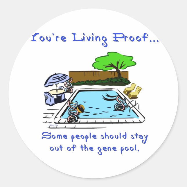 Aus dem Gene-Pool bleibe Runder Aufkleber (Vorderseite)