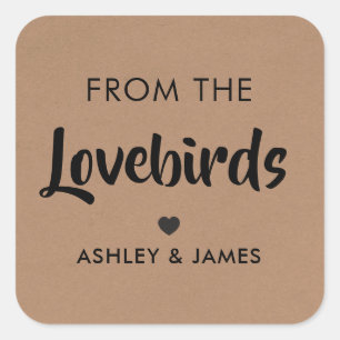 Aus dem Lovebirds-Etikett, Vogel Seed Tag, Kraft Quadratischer Aufkleber