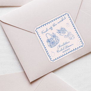 Aus dem Markt gezogenes, von Hand gezogenes Brautp Quadratischer Aufkleber