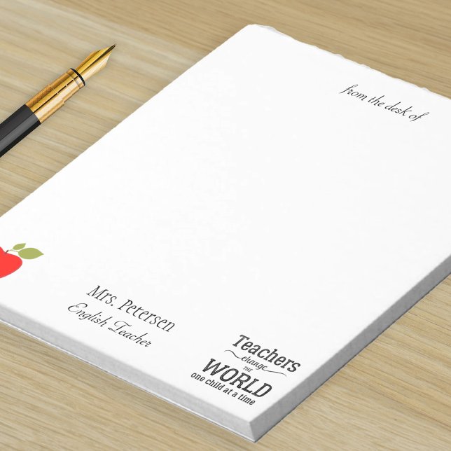 Aus dem Schreibtisch des Lehrernamen rote Apfelkug Notizblock (Von Creator hochgeladen)