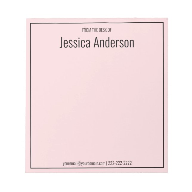 Aus dem Schreibtisch Ihres Namens bleich rosa und  Notizblock (Vorderseite)