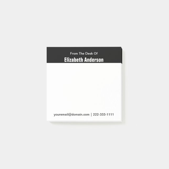 Aus dem Schreibtisch Name Schwarz-Weiß-Vorlage Post-it Klebezettel (Vorderseite)