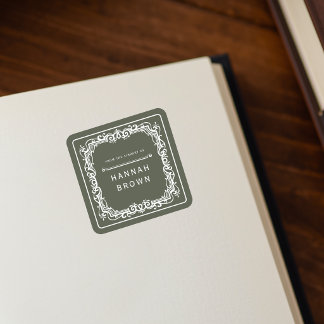 Aus der Bibliothek des eleganten Exlibris-Aufklebe Quadratischer Aufkleber