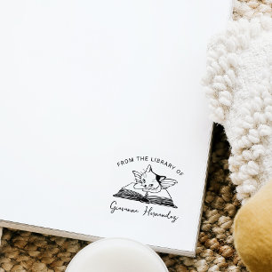 Aus der Bibliothek des Niedlichen Angel Cat Book Gummistempel