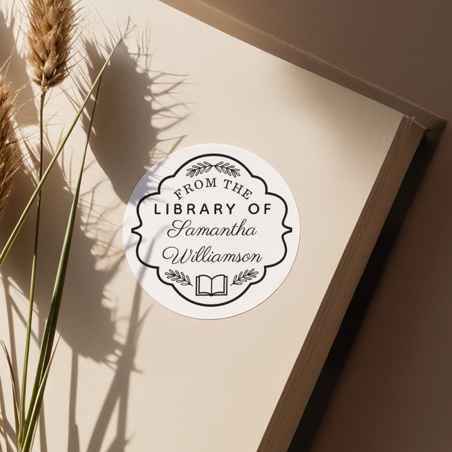 Aus der Bibliothek des Personalisierten Buches Ind Runder Aufkleber (From The Library of Custom Name Personalized Book Classic Round Sticker)