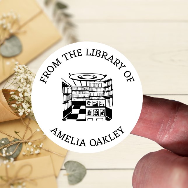 Aus der Bibliothek des Personalisierten Buchlehrer Runder Aufkleber (Von Creator hochgeladen)