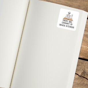 Aus der Bibliothek des Skelett-Lesebuchliebhabers  Quadratischer Aufkleber