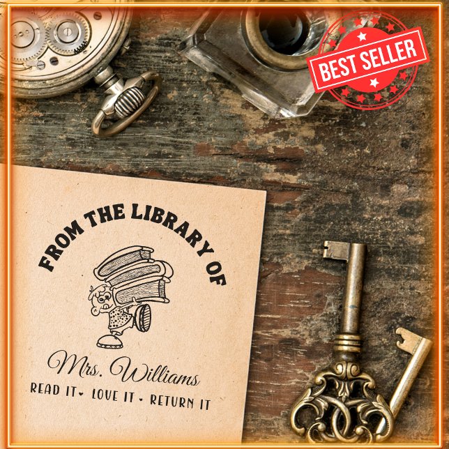 Aus der Bibliothek | Funny School Teacher Book Permastempel (Von Creator hochgeladen)