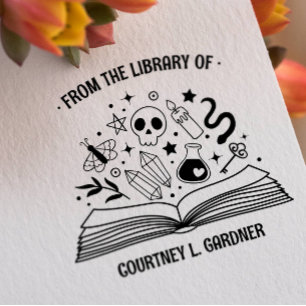 AUS DER BIBLIOTHEK IHRES NAMENS MAGIC BOOK GUMMISTEMPEL