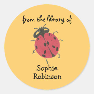 "Aus der Bibliothek" ladybug-Buchzeichen Runder Aufkleber