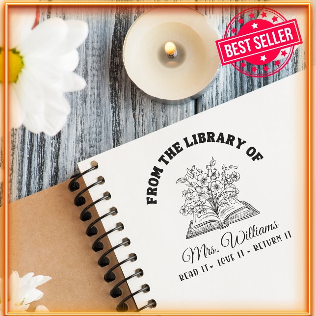 Aus der Bibliothek | Vintages Buch Wilde Blume Permastempel (Von Creator hochgeladen)