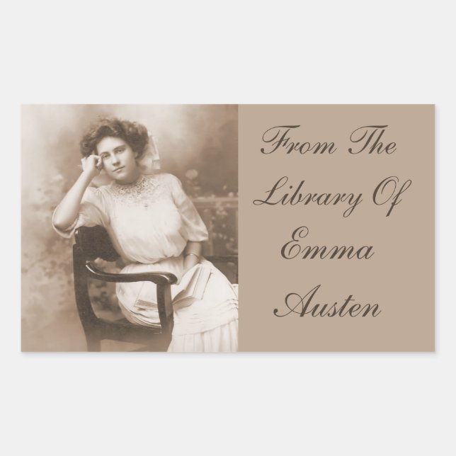 Aus der Bibliothek... Vintages Foto Rechteckiger Aufkleber (Vorderseite)