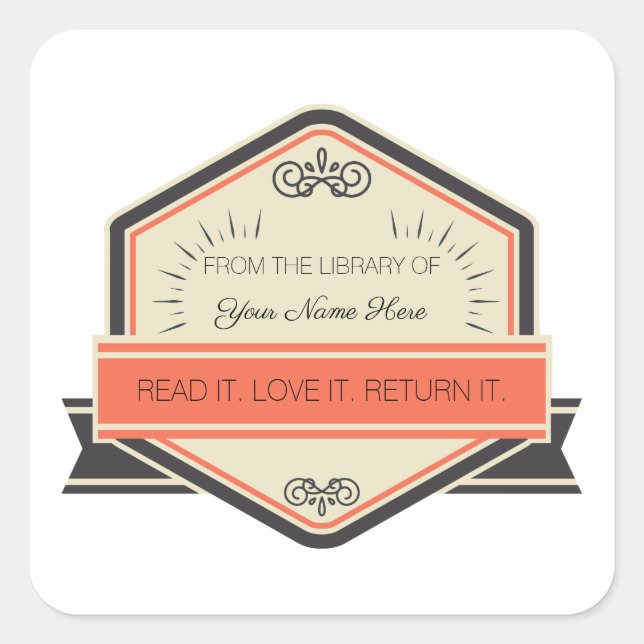 Aus der Bibliothek von: (angepasst) Quadratischer Aufkleber (Vorderseite)