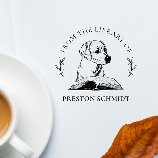 Aus der Bibliothek von | Hund mit Book Elegant Blä Gummistempel (Von Creator hochgeladen)