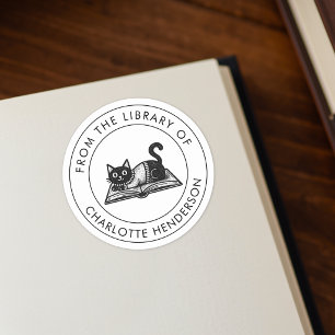 Aus der Bibliothek von Katze Benutzerdefinierter B Runder Aufkleber