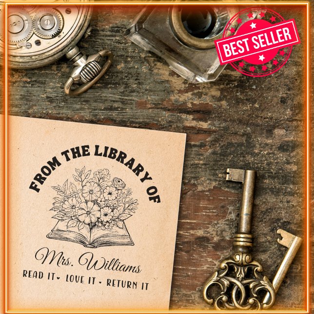 Aus der Bibliothek | Wald - Blume Vintag Buch Permastempel (Von Creator hochgeladen)