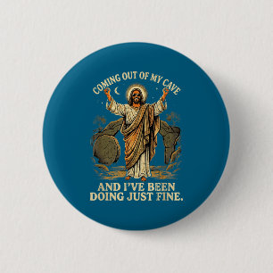 Aus der Höhle kommendes T-Shirt Jesus Christliche Button