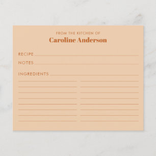 Aus der Küche der Custom Tan Brown Rezept Card