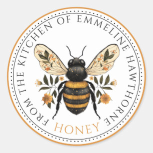 Aus der Küche der Floral Bee Honey Etikett Runder Aufkleber