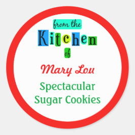 Aus der Küche der roten grünen Backkleber Runder Aufkleber