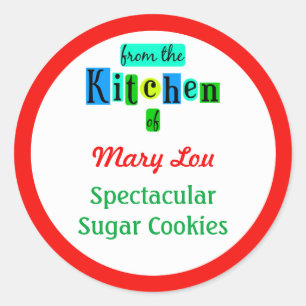 Aus der Küche der roten grünen Backkleber Runder Aufkleber