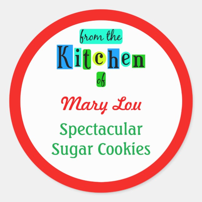 Aus der Küche der roten grünen Backkleber Runder Aufkleber (Vorderseite)