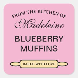 Aus der Küche des Blaubeermuffin-Backens Quadratischer Aufkleber