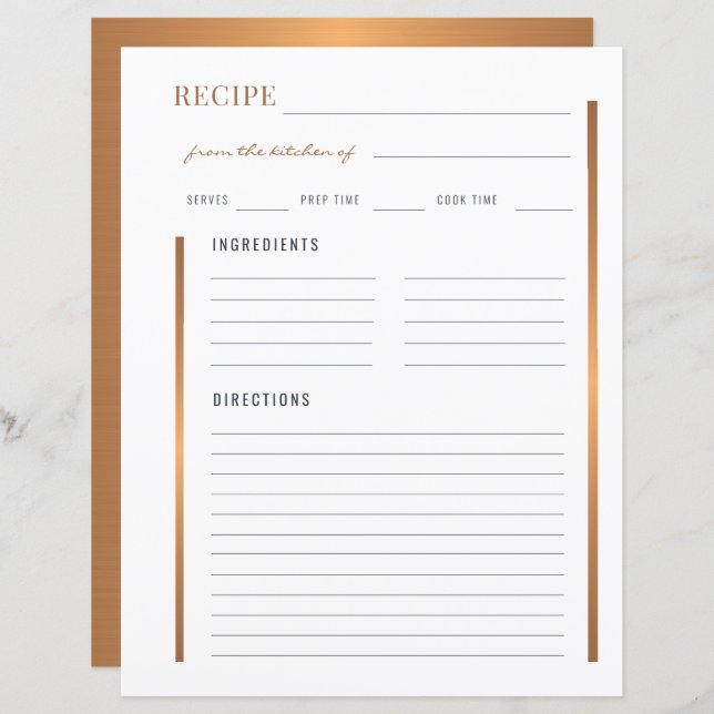 Aus der Küche des eleganten goldenen Blindrezept (Vorne/Hinten)
