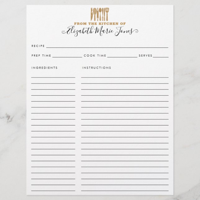 Aus der Küche des Glitzer Utensils Rezept (Vorderseite)