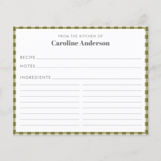 Aus der Küche des Olivenöls Karierte Rezeptionskar (Vorderseite)