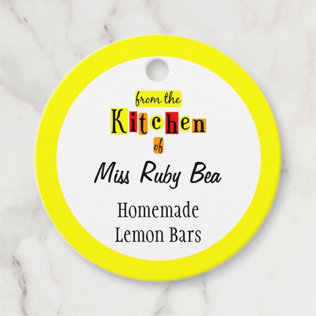 Aus der Küche des Retro-Gelben Gebäcks Geschenkanhänger (Vorderseite)