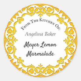 Aus der Küche des Vintagen Gelbelements Runder Aufkleber