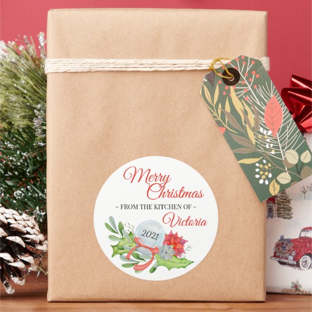 Aus der Küche frohe Weihnachten Runder Aufkleber (Feiertag)