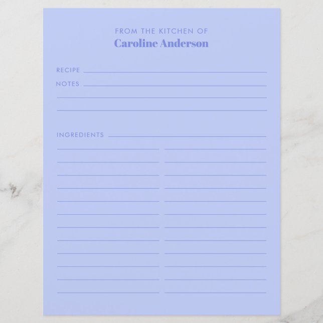 Aus der Küche Niedliche Lila Rezept Beilage (Vorderseite)