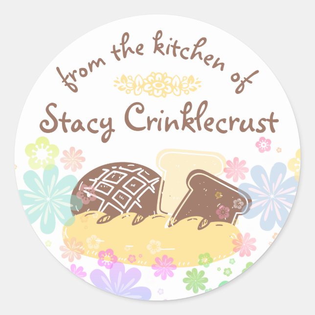 Aus der Küche personalisierte hausgemachte Brote Runder Aufkleber (Vorderseite)