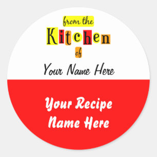 Aus der Küche von Custom Rot Gelb Backen Tag Runder Aufkleber