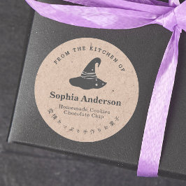 Aus der Küche von Halloween, Hexenhut Kraft Runder Aufkleber